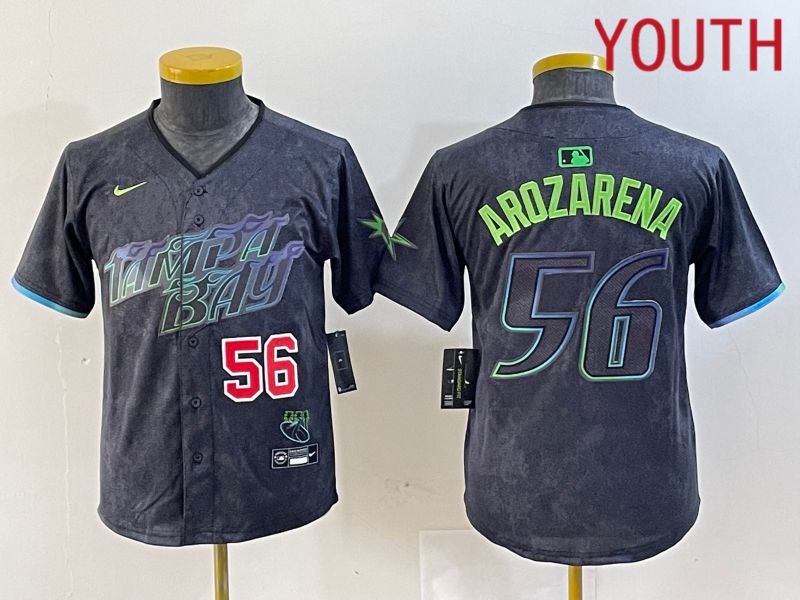 Youth Tampa Bay Rays #56 Randy Arozarena Nike MLB Limited City Connect Black 2024 Jersey style 3